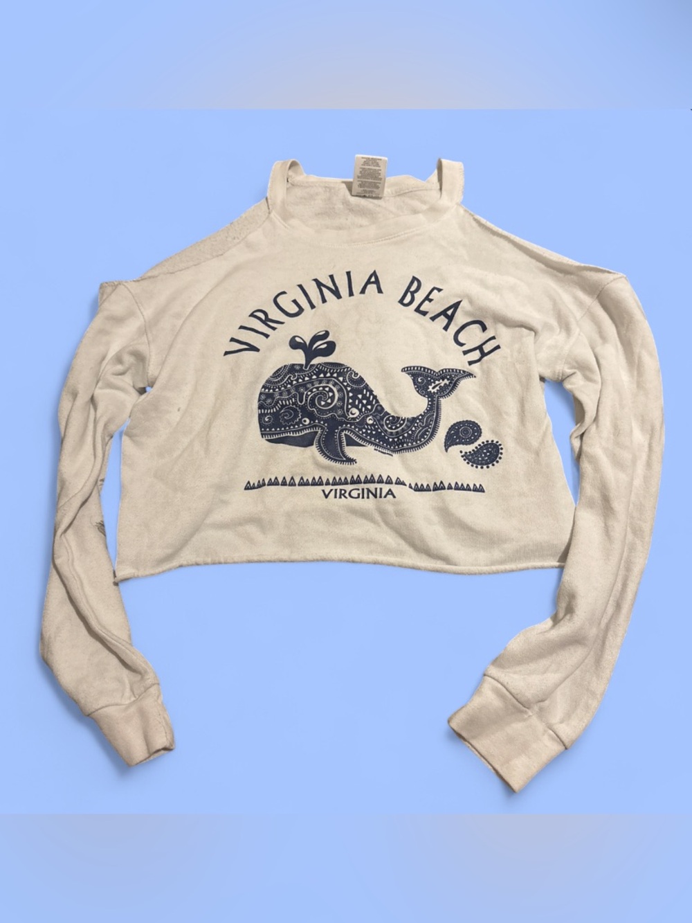 White Virginia Beach off the shoulder sweatshirt
